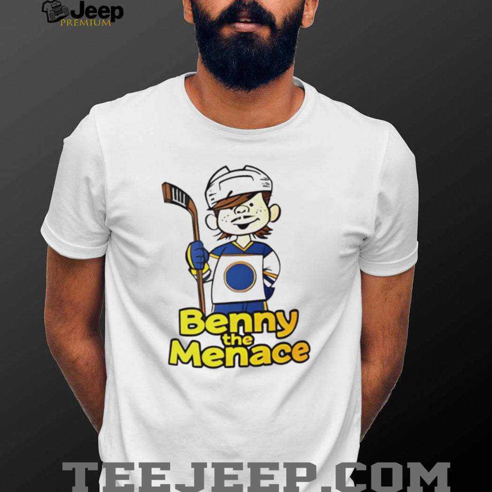 Benny the Menace Hockey Character T Shirt Funny Youth Hockey Graphic T Shirt Sports Fan Cartoon Mascot Shirt