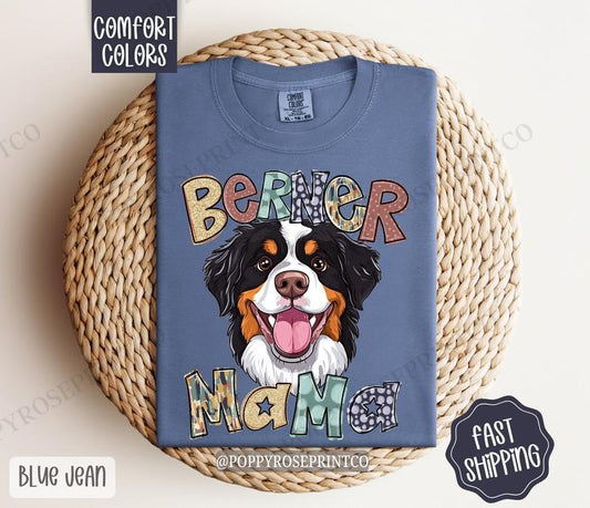 Bernese Mama Comfort Colors, Dog Mom Tee, Cute Bernese Mountain Dog Mama Women's Tshirt