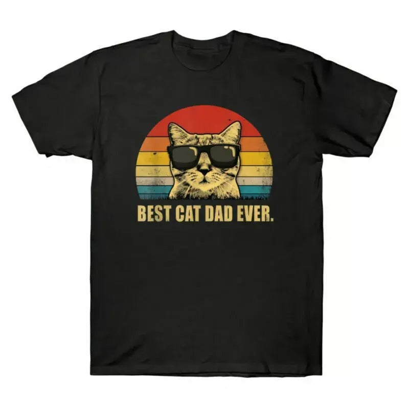 Best Cat Dad Ever Vintage Version T-Shirt Men's Funny Best Gift Father's Day Menswear Top