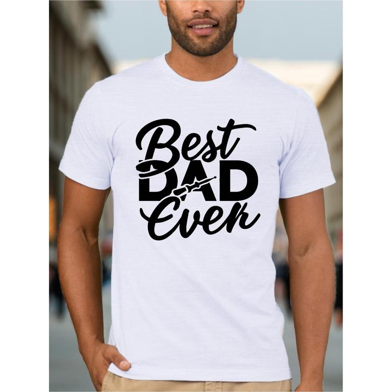 Best Dad Text Fit Men's T-Shirt Ever, Sweat Absorbing and Freedom of Movement, Summer Classic Fashion Trend T-Shirt, 100%...