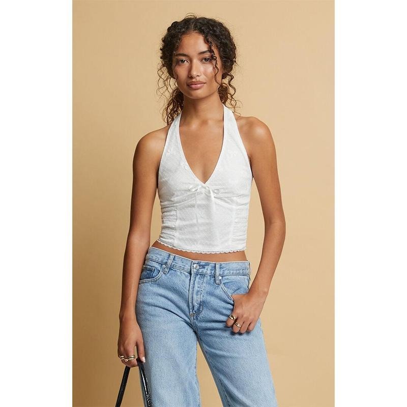 Beverly and Beck Women's Aimee Bow Lace Halter Top T-Shirts, Hoodie, Sweatshirt | WearSparks.com
