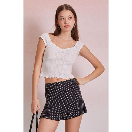 Beverly and Beck Women's Ava Cinched Pointelle Top