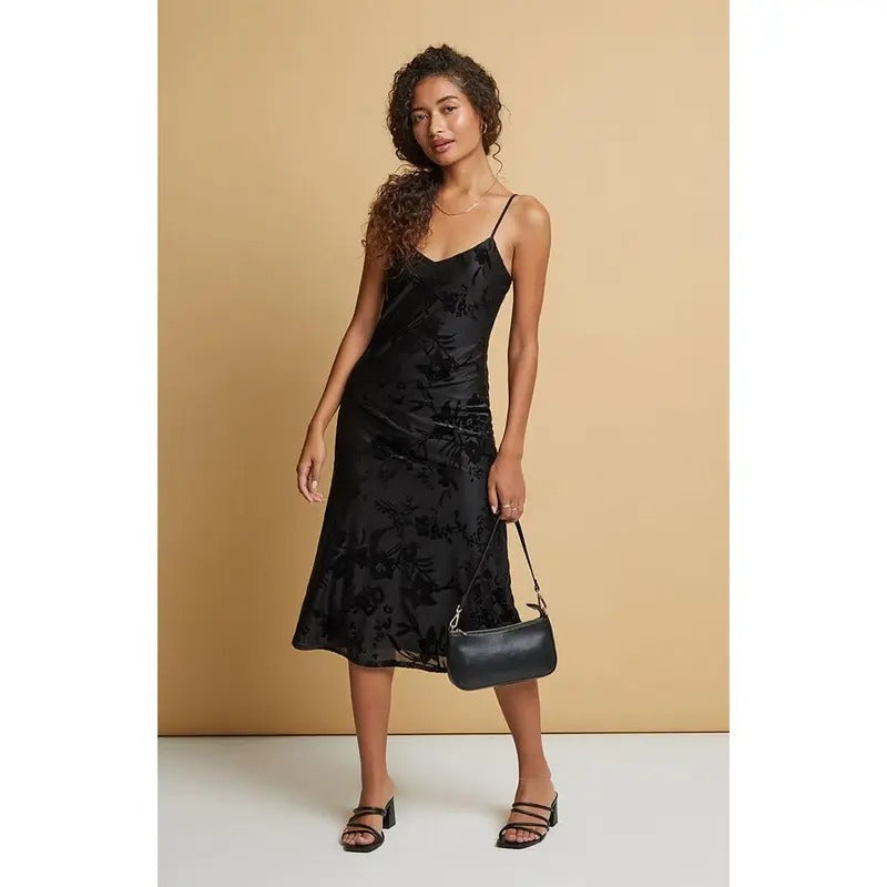 Beverly and Beck Women's Olivia Burnout Velvet Midi Dress