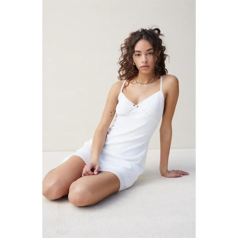 Beverly and Beck Women's Sofia Pointelle V-Neck Mini Dress