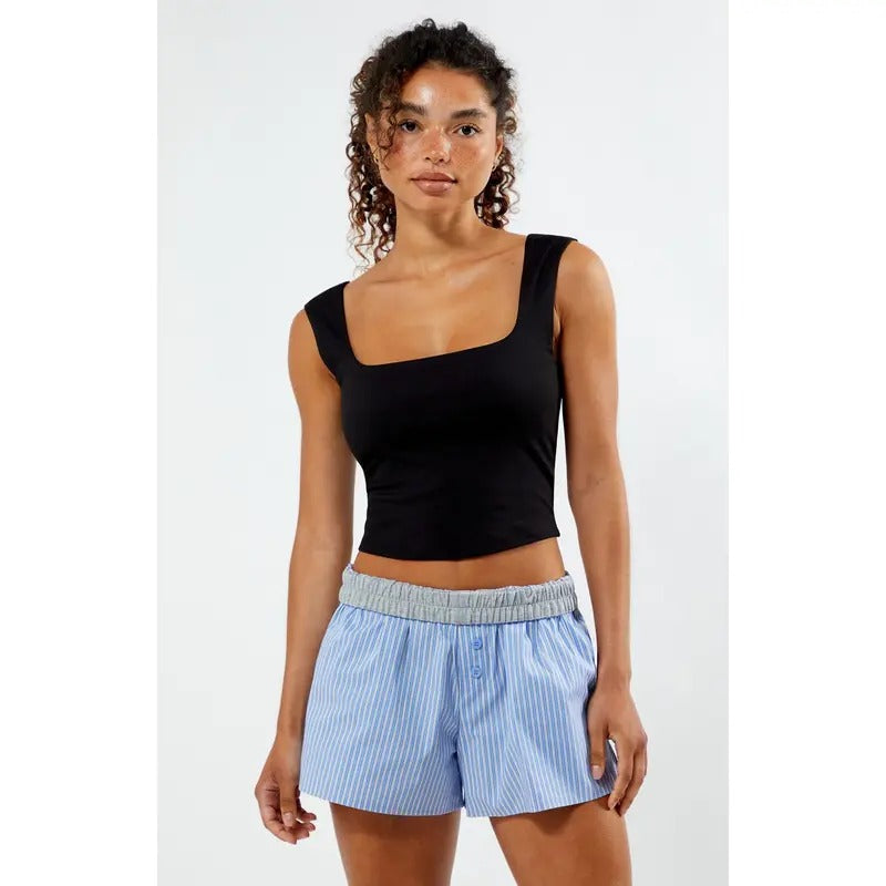 Beverly and Beck Women's Striped Boxer Shorts T-Shirts, Hoodie, Sweatshirt | WearSparks.com