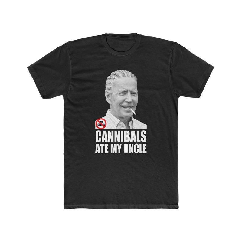 Biden's Tall Tale Tee: Cannibal Claim Comedic Parody Premium Cotton Crew Tee Hoodie, Sweatshirt | WearSparks.com