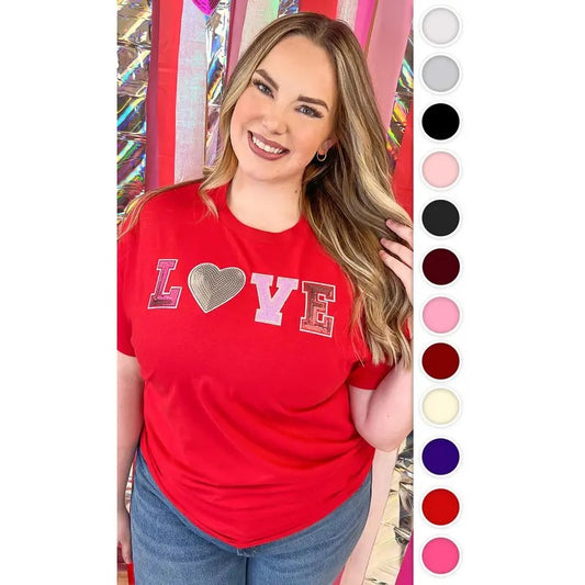 Big Heart Love Sequin Valentine Graphic T-Shirt