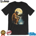 Bigfoot Fishing by the Lake Under Full Moon Relaxing T Shirt