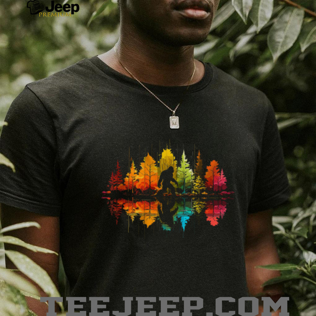 Bigfoot Forest Colorful Trees Nature Wildlife Camping Shirt