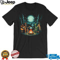 Bigfoot and Alien Camping Campfire Guitar Night Forest T Shirt