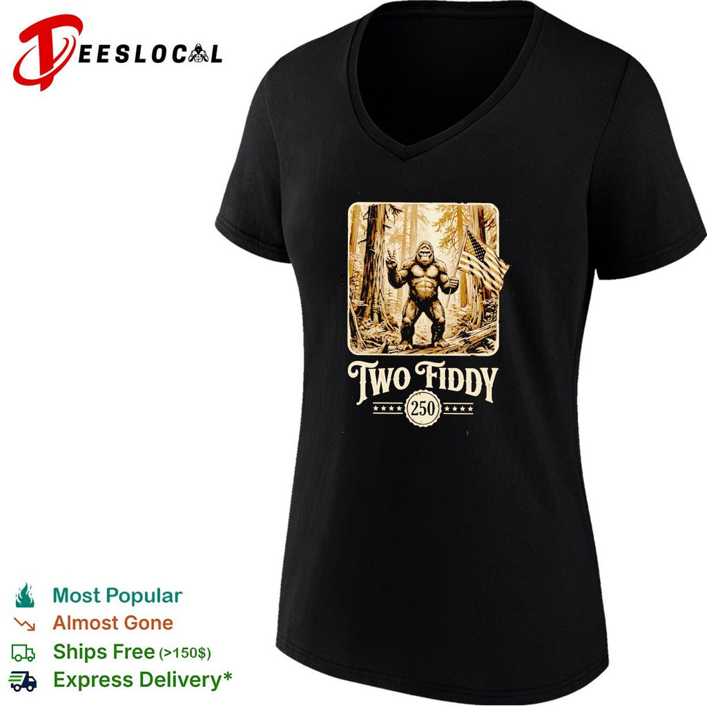 Bigfoot holding American flag two fiddy 250 anniversary shirt