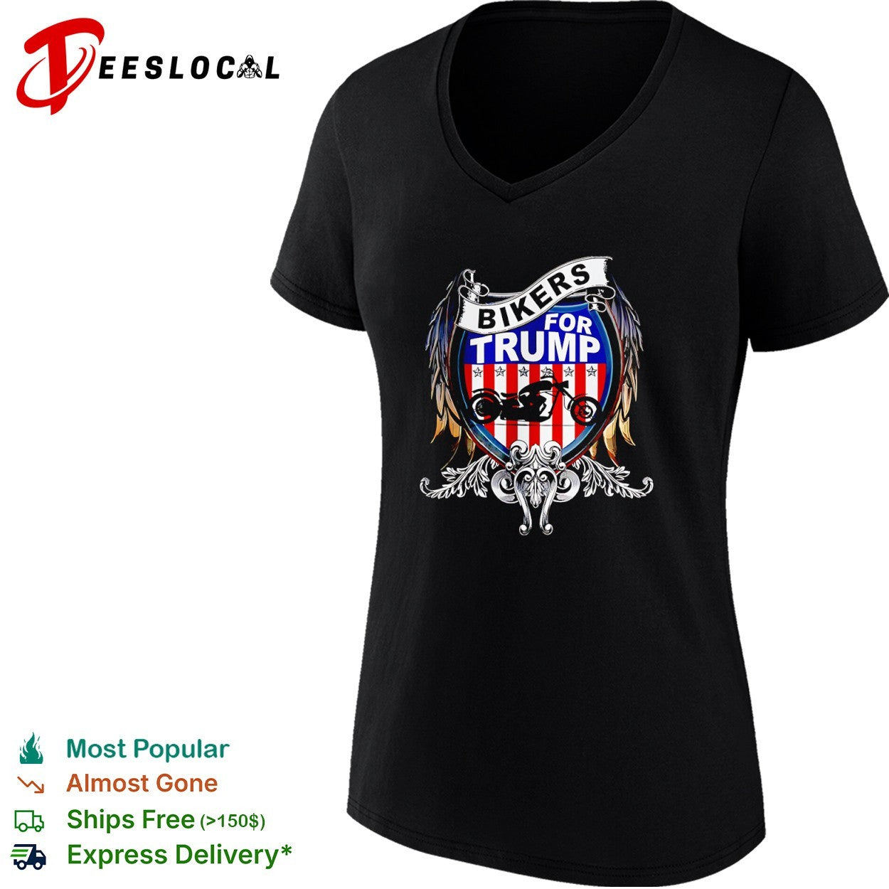 Bikers for Trump motorcycle shield shirt