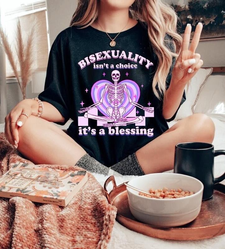Bisexuality isn't a choice it's a blessing shirt | funny bisexual t-shirt | bisexual halloween | skeleton aesthetic | witchy | bi wife |  T-shirt, sweater and Hoodie