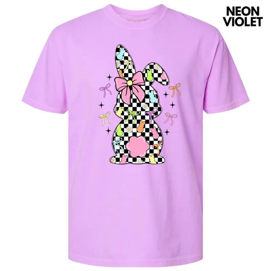 Black Checkered Bunny Comfort Colors T-Shirt 'NLB'