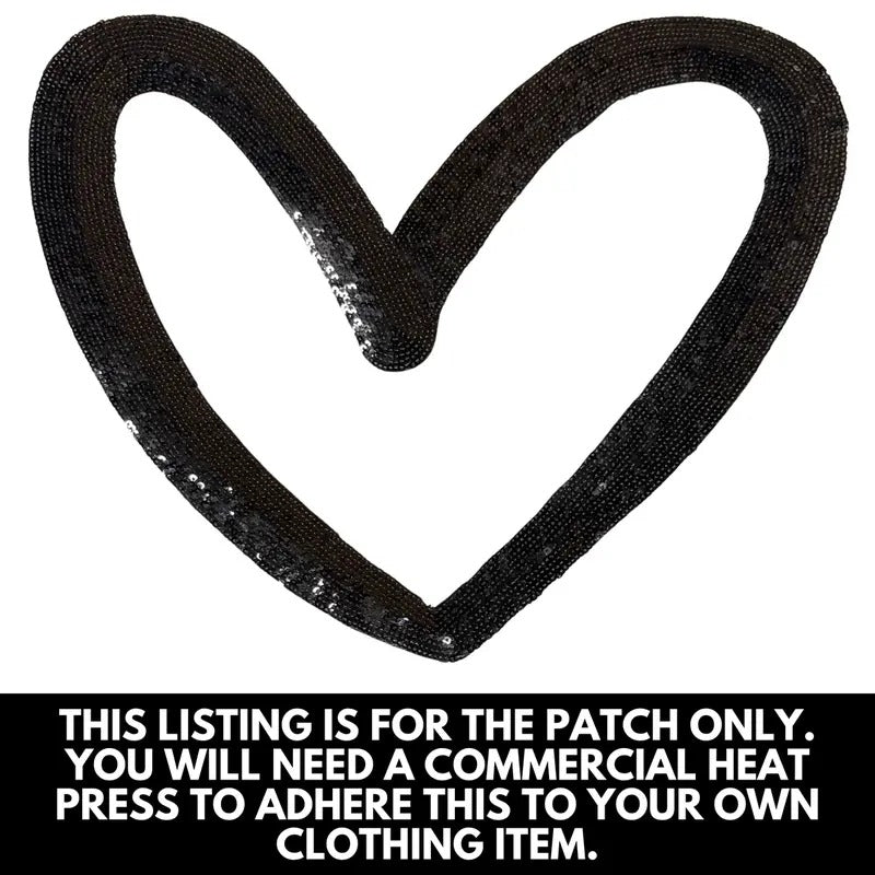 Black Cut Out Heart Sequin Patch - PATCH ONLY T-Shirts, Hoodie, Sweatshirt | WearSparks.com