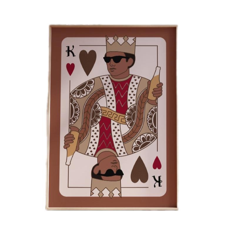 Black King Of Hearts Playing Card Poster, Black Man Wall Art Print, Gifts For Women Her Wall Art Decor, Poster Prints No Frame, Wall Hanging Decor, Wall Posters, Gifts For Birthday Christmas
