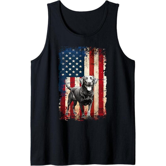 Black Lab American Flag USA Patriotic 4th of July Tank Top made in USA