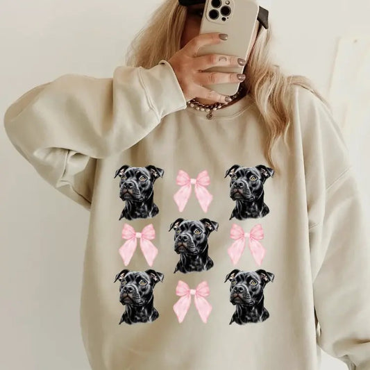 Black Pitbull  CREWNECK SWEATSHIRT Womenswear Casual Comfortable