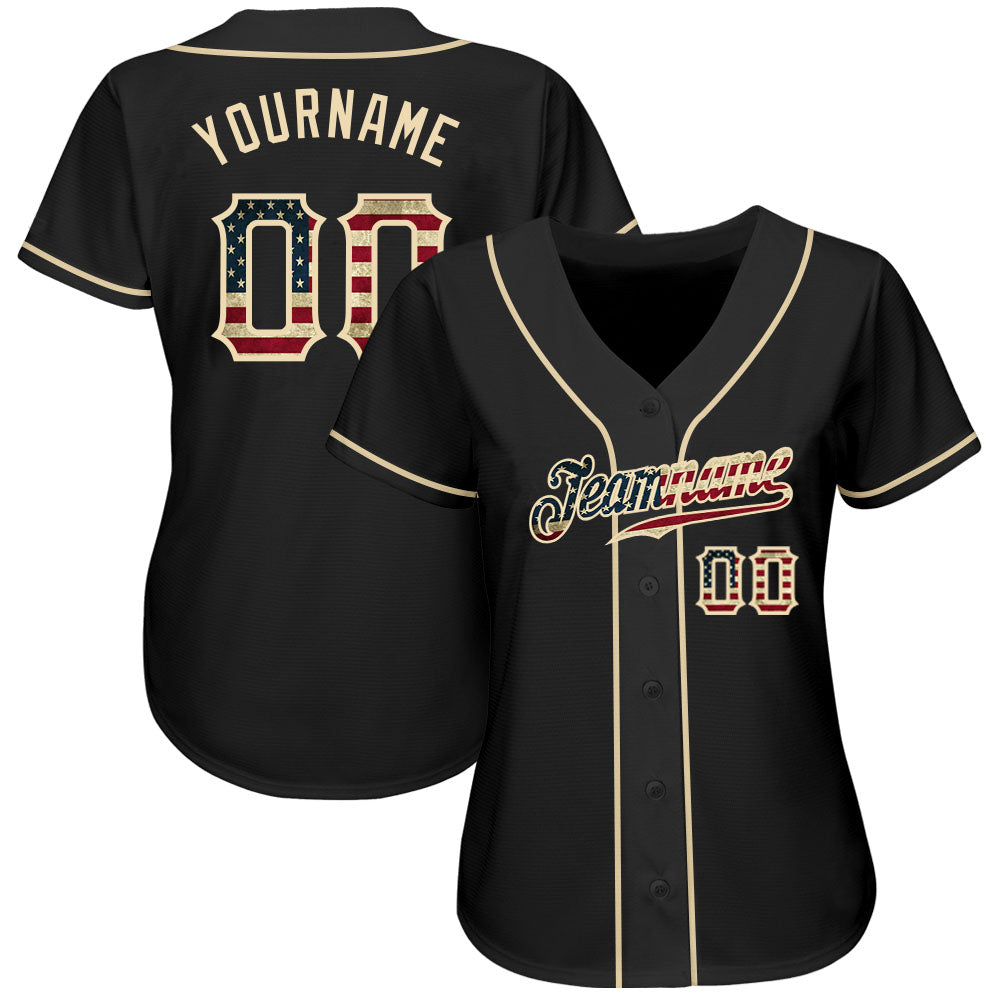 Custom Black Vintage USA Flag-Cream Authentic Baseball Jersey T-Shirts, Hoodie, Sweatshirt | WearSparks.com (Image 3)