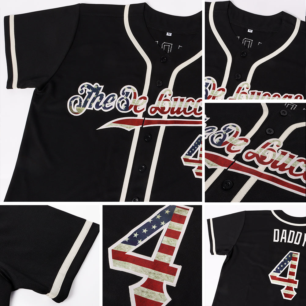 Custom Black Vintage USA Flag-Cream Authentic Baseball Jersey T-Shirts, Hoodie, Sweatshirt | WearSparks.com (Image 2)