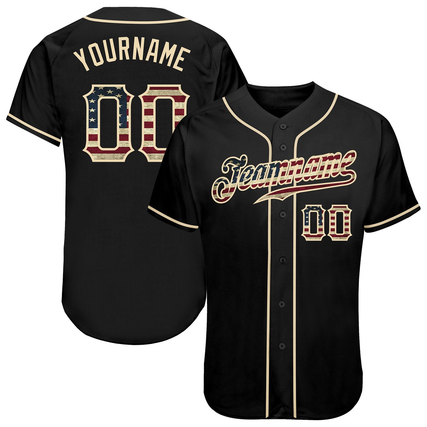 Custom Black Vintage USA Flag-Cream Authentic Baseball Jersey T-Shirts, Hoodie, Sweatshirt | WearSparks.com (Image 1)