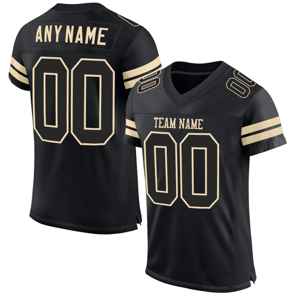 Custom Black Black-Cream Mesh Authentic Football Jersey T-Shirts, Hoodie, Sweatshirt | WearSparks.com (Image 1)