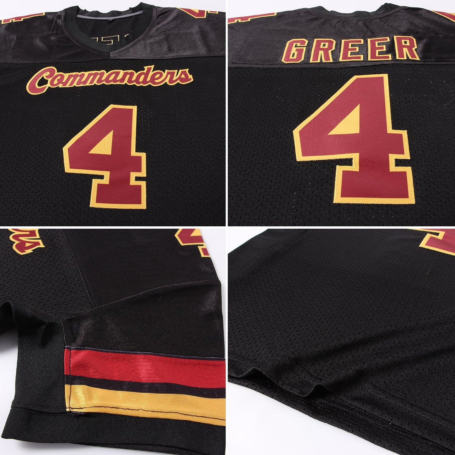 Custom Black Burgundy-Gold Mesh Authentic Football Jersey T-Shirts, Hoodie, Sweatshirt | WearSparks.com (Image 5)