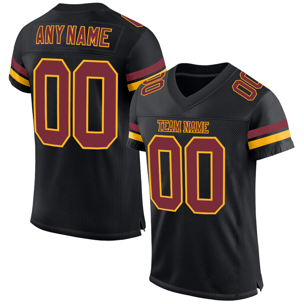 Custom Black Burgundy-Gold Mesh Authentic Football Jersey T-Shirts, Hoodie, Sweatshirt | WearSparks.com (Image 1)