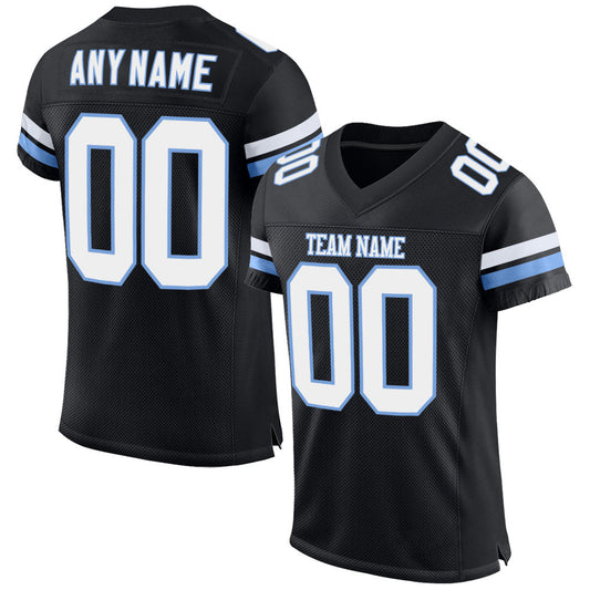 Custom Black White-Light Blue Mesh Authentic Football Jersey T-Shirts, Hoodie, Sweatshirt | WearSparks.com (Image 1)