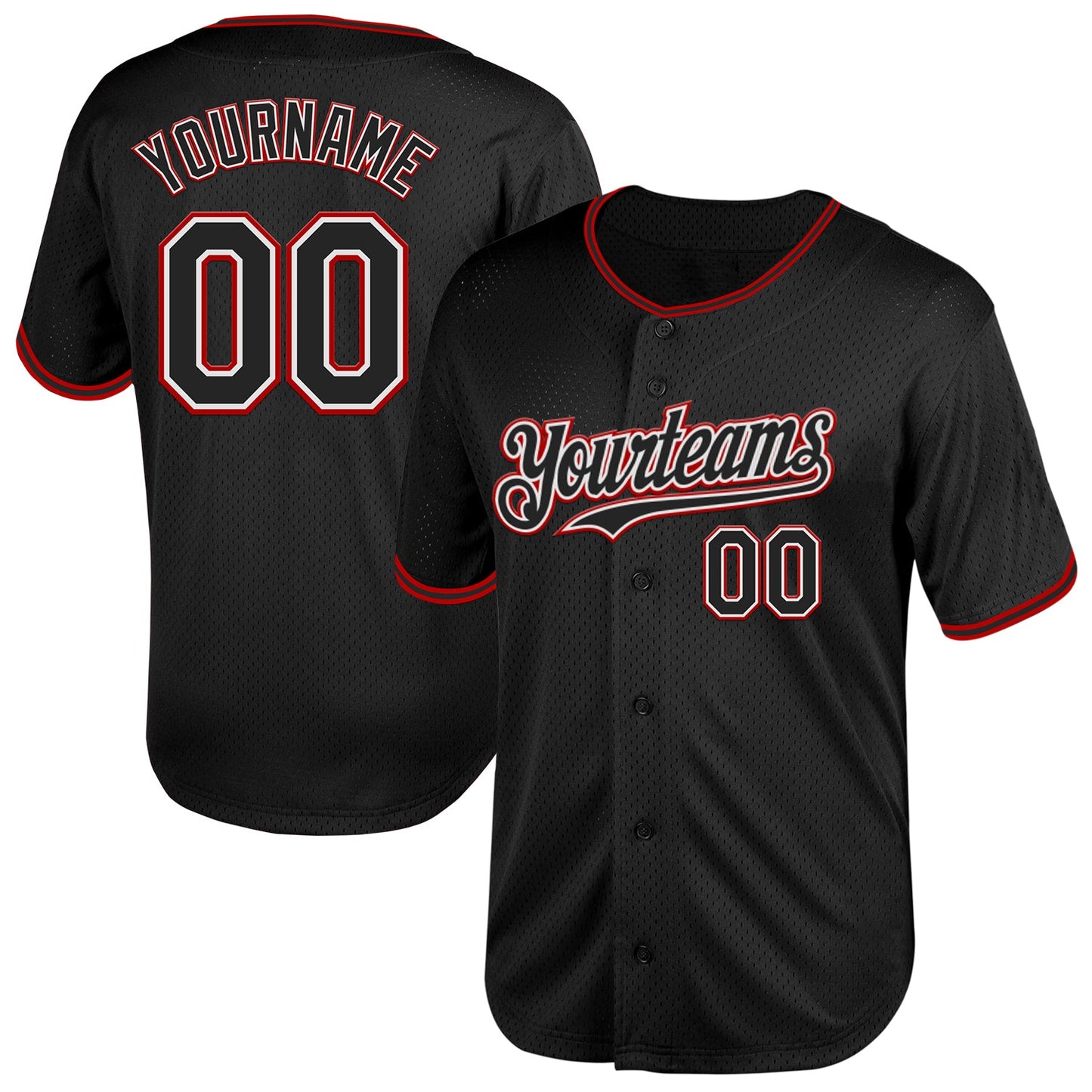 Custom Black White-Red Mesh Authentic Throwback Baseball Jersey T-Shirts, Hoodie, Sweatshirt | WearSparks.com (Image 1)