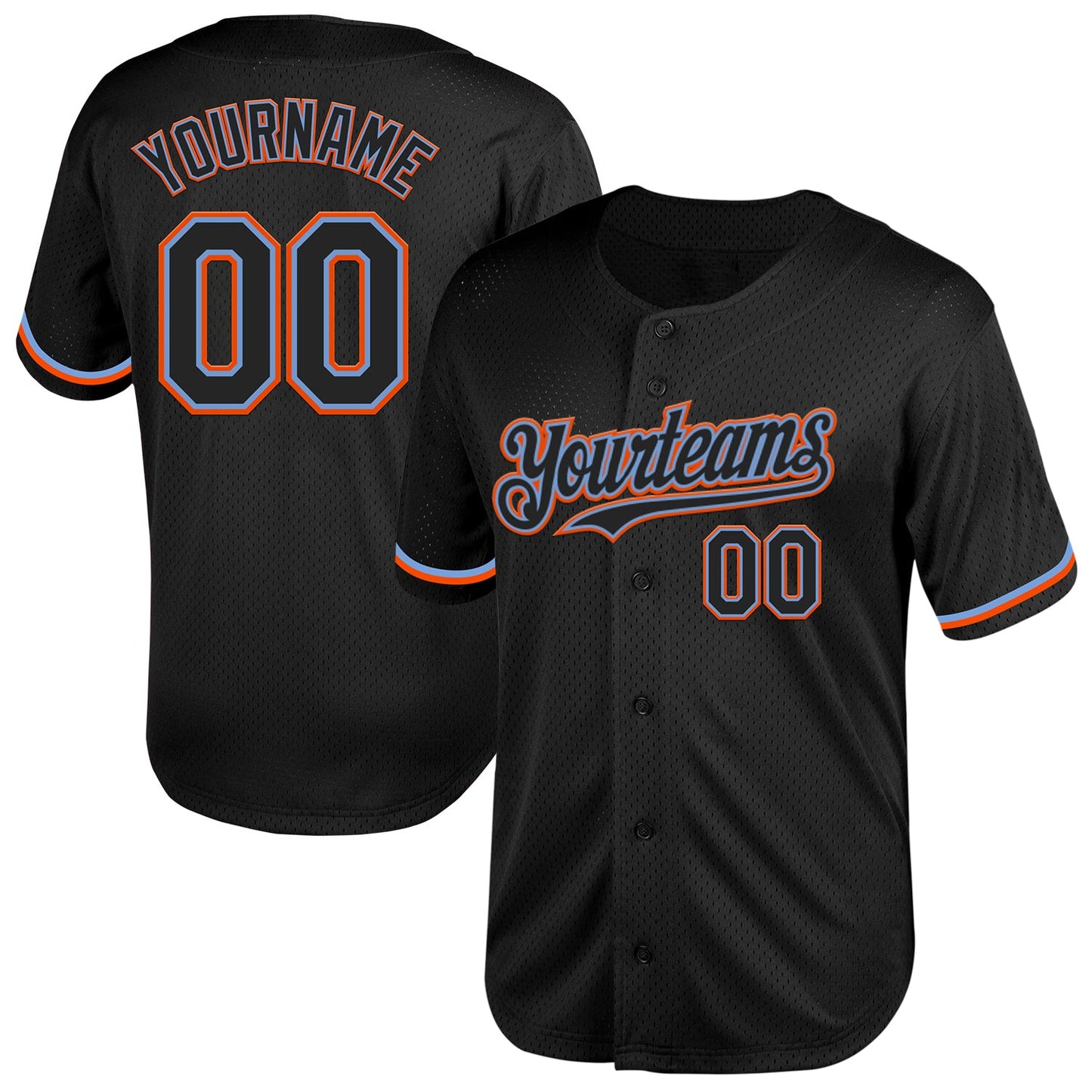 Custom Black Powder Blue-Orange Mesh Authentic Throwback Baseball Jersey T-Shirts, Hoodie, Sweatshirt (Image 1)