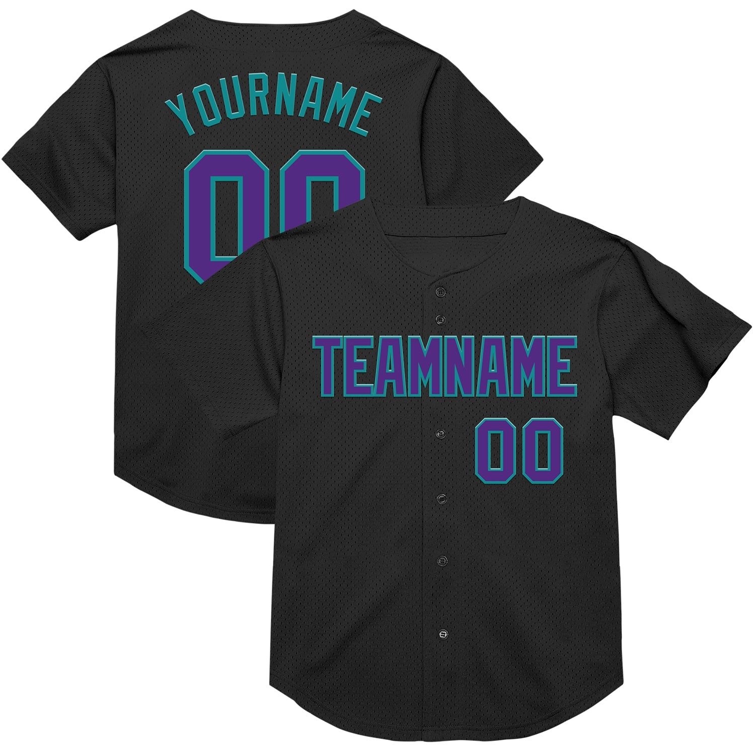 Custom Black Purple-Teal Mesh Authentic Throwback Baseball Jersey T-Shirts, Hoodie, Sweatshirt | WearSparks.com (Image 1)