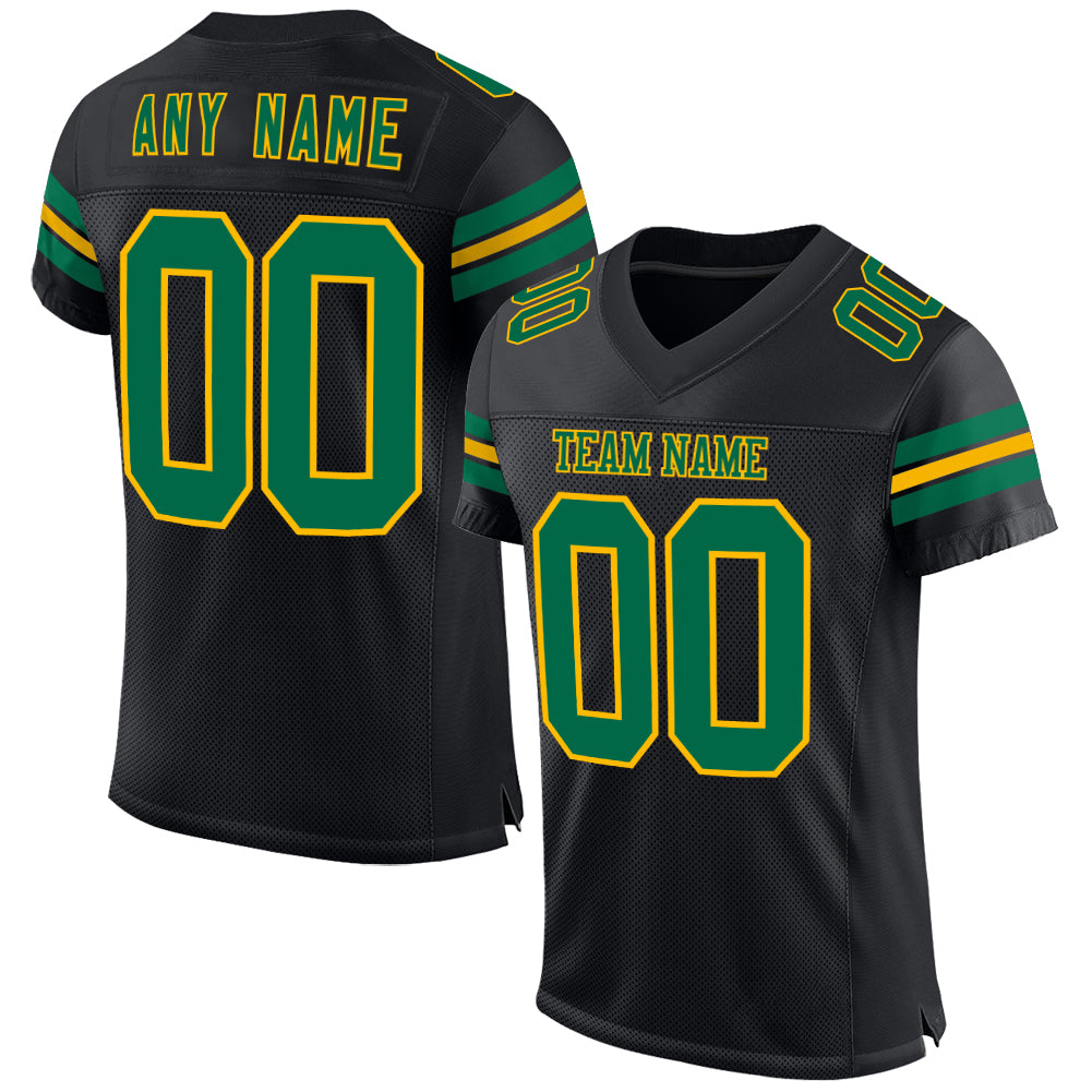 Custom Black Kelly Green-Gold Mesh Authentic Football Jersey T-Shirts, Hoodie, Sweatshirt | WearSparks.com (Image 1)
