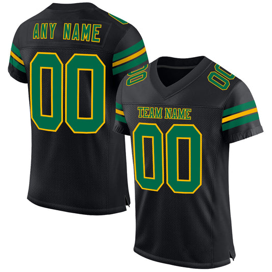 Custom Black Kelly Green-Gold Mesh Authentic Football Jersey T-Shirts, Hoodie, Sweatshirt | WearSparks.com (Image 1)