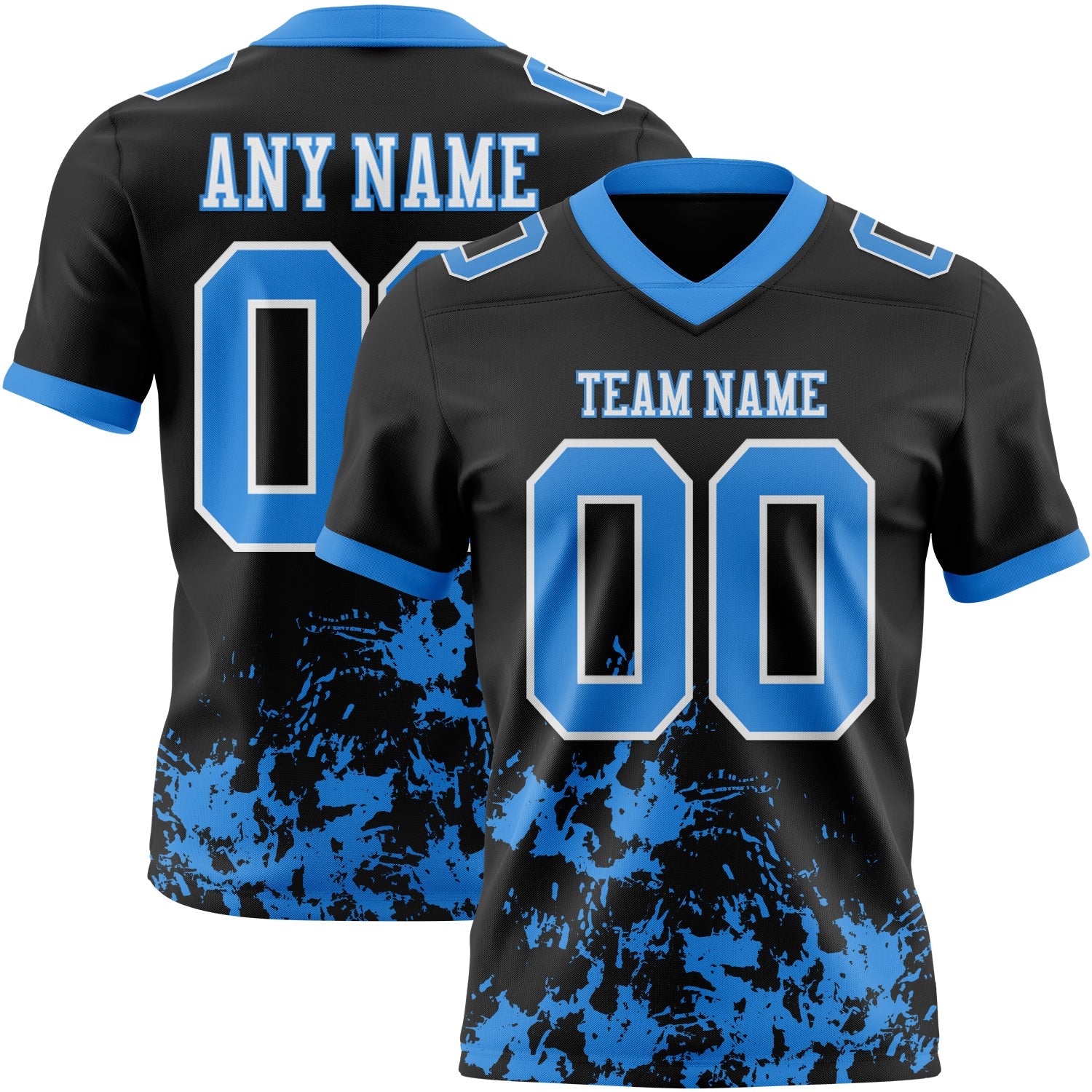 Custom Black Powder Blue-White 3D Pattern Splash Authentic Football Jersey T-Shirts, Hoodie, Sweatshirt (Image 1)