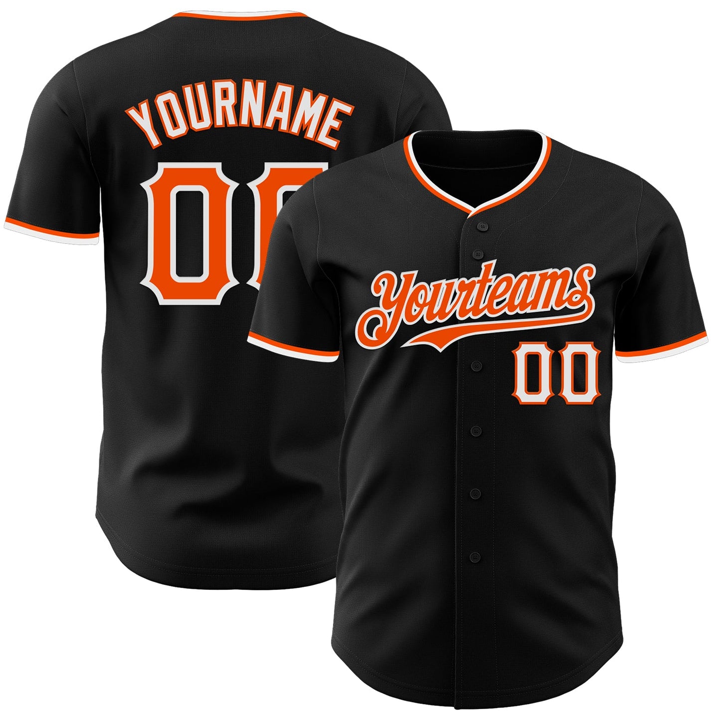 Custom Black Orange-White Authentic Baseball Jersey T-Shirts, Hoodie, Sweatshirt | WearSparks.com (Image 1)