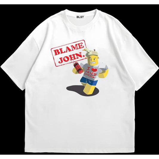 Blame John Roblox T-Shirt Comfy T-Shirt for Nature Lovers Retro Graphic Tee