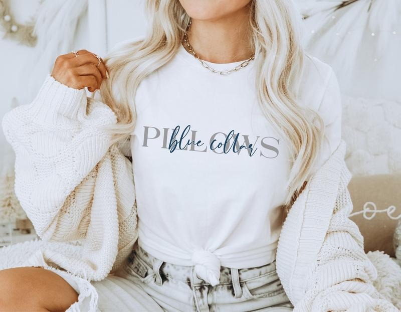 Blue Collar Pillows Shirt Blue Collar Pillows T-shirt Blue Collar Gf Blue Collar Wife Funny Wife Gift Funny Girlfriend Gift Blue Collar TK43GN
