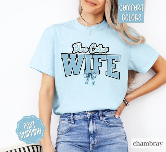 Blue Collar Wife Shirt Comfort Colors, Wifey Shirt, Blue Collar Man Shirt, Oversized Shirt