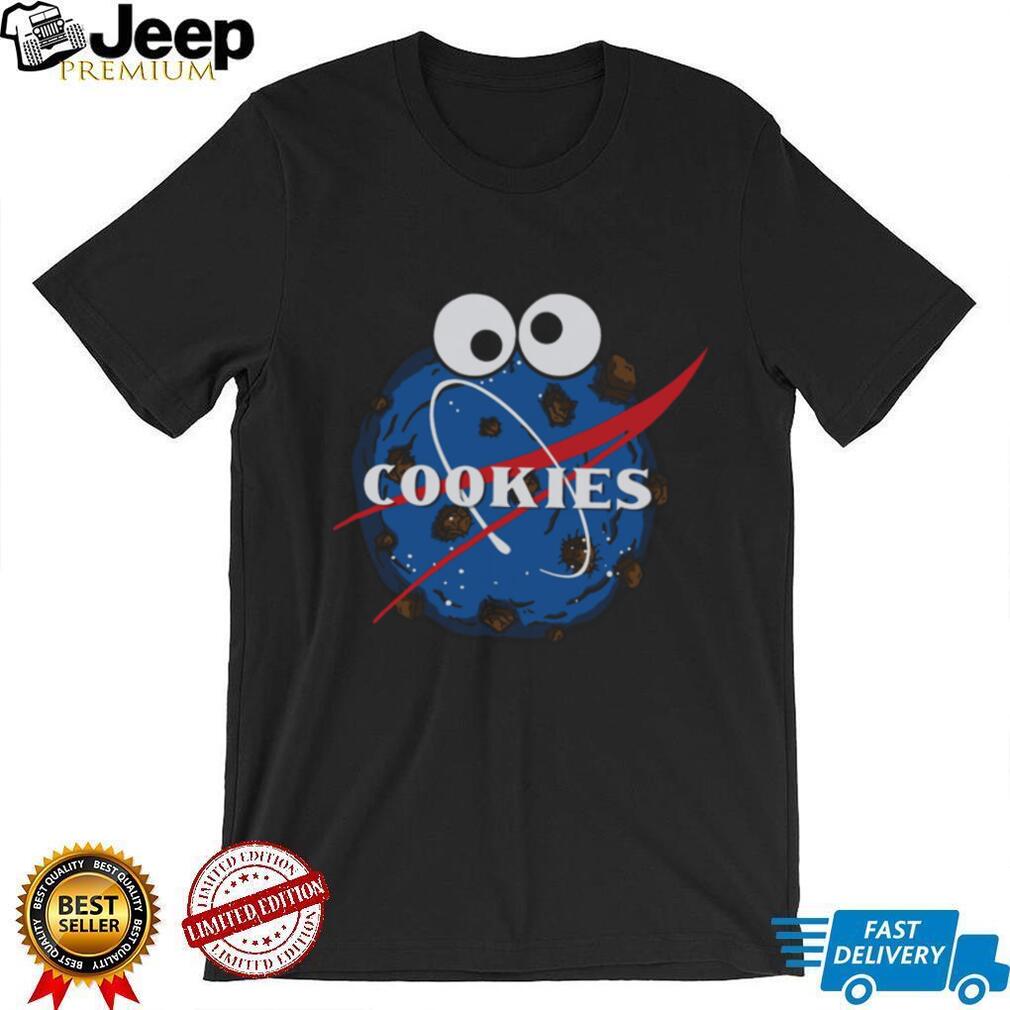 Blue Cookie Monster Space NASA Logo Parody Graphic T Shirt