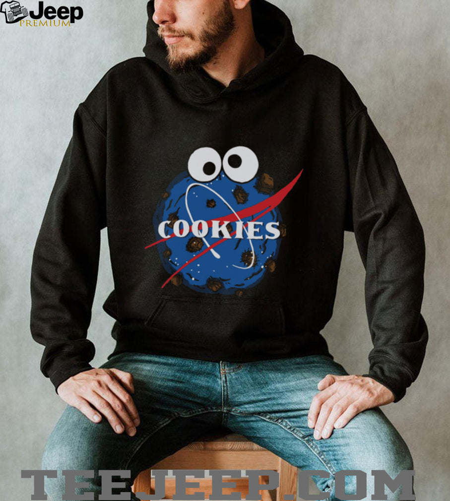 Blue Cookie Monster Space NASA Logo Parody Graphic T Shirt