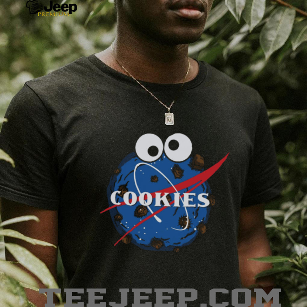 Blue Cookie Monster Space NASA Logo Parody Graphic T Shirt