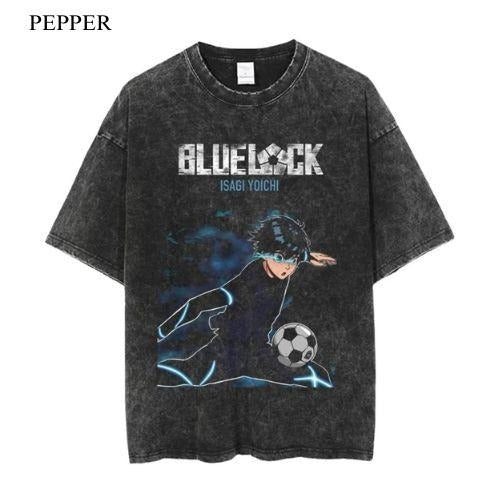 Blue Lock Isagi Playmaker Vintage T-Shirt - Men Hip Hop T-Shirt Gift For Him Menswear Top
