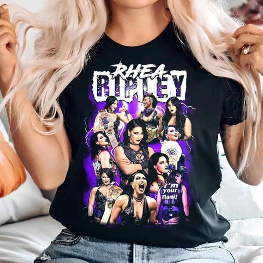 Rhea Ripley Aesthetic T-Shirt, Wrestler Sport Bootleg Shirt, Professional Wrestler Fan Gift For Men Women Unisex Tee, Crew Neck SweatShirt, Hoodie, 100% Cotton, Black/White/Red/Navy/Blue, S-5XL