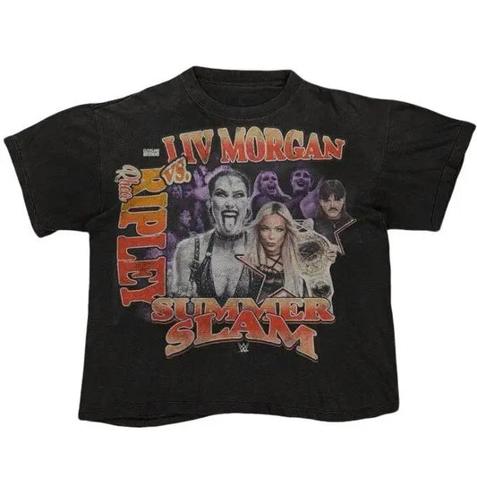 Rhea Ripley Vs Liv Morgan Unisex T-Shirt, Summer Slam Vintage Retro Bootleg 90s Shirt, WWE Professional Wrestler Fan Gift For Men Women Unisex Tee, Crew Neck SweatShirt, Hoodie, 100% Cotton, Black/White/Red/Navy/Blue, S-5XL