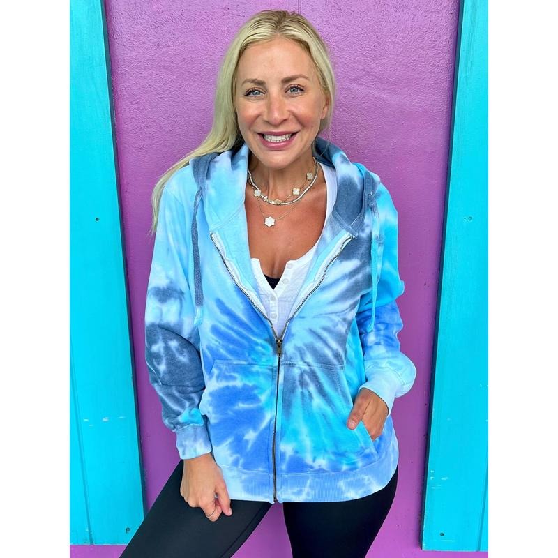 Blueberry Crush Tie-Dye Zip Up Hoodie