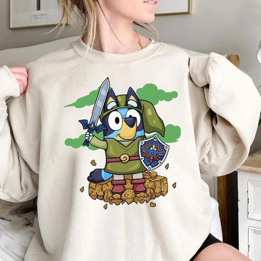 Bluey Legend of Zelda Shirt, Bluey Mom Shirt, Bluey and Bingo Family Shirt, Muffin Heeler Shirt, Blue Dog Sweatshirt