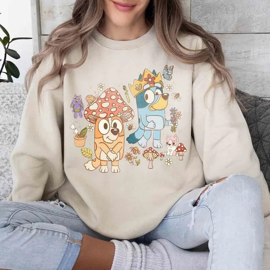 Bluey Mushroom World Sweatshirt, Bingo Mushroom Shirt, King Bluey Sweatshirt, Bluey Mushroom Shirt, Bluey Shirt, Bluey Family Shirt, Bluey and Bingo Shirt, Bluey Friends Shirt, Bluey Mom Shirt, Bluey Dad Shirt