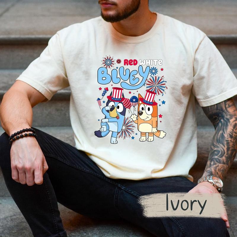 Bluey Shirt Red White Bluey Fourth of July Shirt Independence Day Shirt Bluey 4th of July Shirt Bluey Party In The USA Shirt