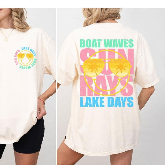Boat Waves Sun Rays Lake Days Shirt, Hello Summer Shirt, Summer Welcome Shirt, Cute Summer Shirt, Beach Vacation TShirt, Shirt for Women, Cute Summer Tees, Gift for Her, Summer School Tee, Welcome Summer Tee, Women Top Comfort Womenswear Comfortable